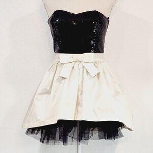 Betsey Johnson Black and Cream Sequin Mini Dress